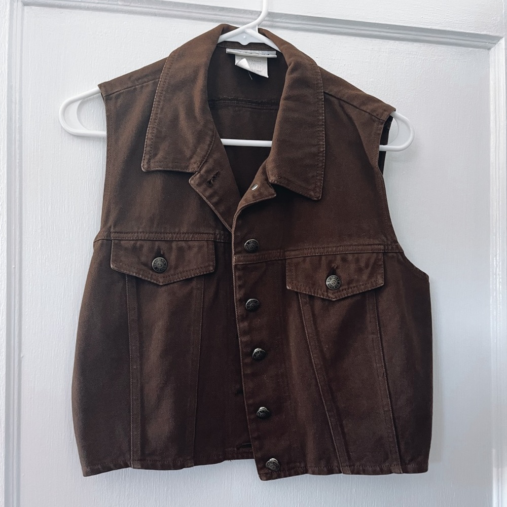 Vintage cropped jean vest